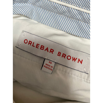 Orlebar Brown Men's White Striped High Rise Slim Straight Chino Trouser Pants 30