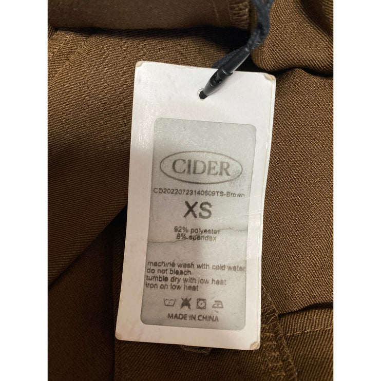 NEW Cider Women Brown Pleated High Waisted Straight Trousers Dress Pants Size XS