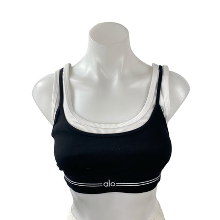 Alo Yoga Airbrush Better Together Women's Black Athletic Activewear Sports Bra S