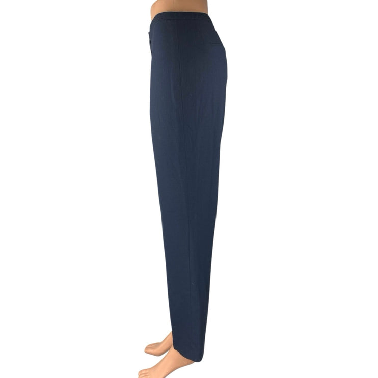 T Tahari Women's Navy Blue Mid Rise Tapered Leg Trousers Dress Pants Size 4