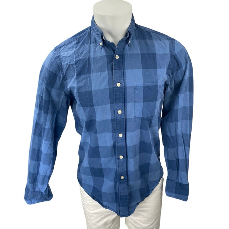 J.Crew Men's Blue Plaid Flannel Long Sleeve Button Down Pocket Shirt Top Size S