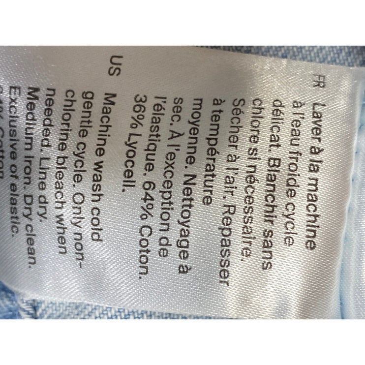 COS Blue Oversized Collared Half Sleeve Button Up Crop Denim Shirt Blouse Top 14