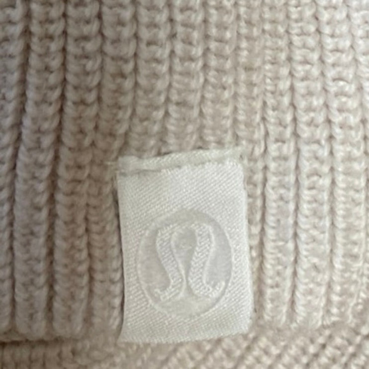 Lululemon Women's Cream White Wool Rib Knit Long Sleeve Turtleneck Sweater Top 2