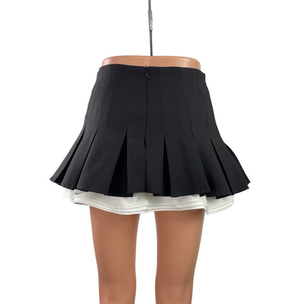 WGWE Black High Waisted Pleated Flare Built-in Short Mini Skirt Skort Size S
