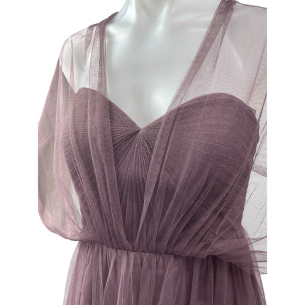 Jenny Yoo Mesh Sheer Tulle Cape Sleeve Convertible Mini Cocktail A-Line Dress 8