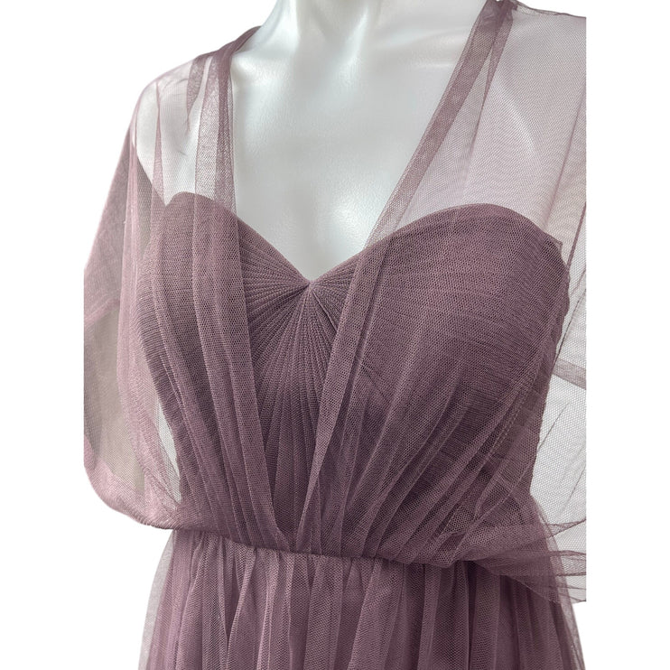 Jenny Yoo Mesh Sheer Tulle Cape Sleeve Convertible Mini Cocktail A-Line Dress 8