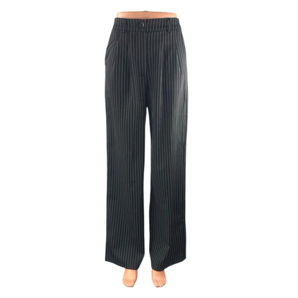 Princess Polly Women's Black Stripe High Rise Palazzo Wide Leg Trousers Pants 4