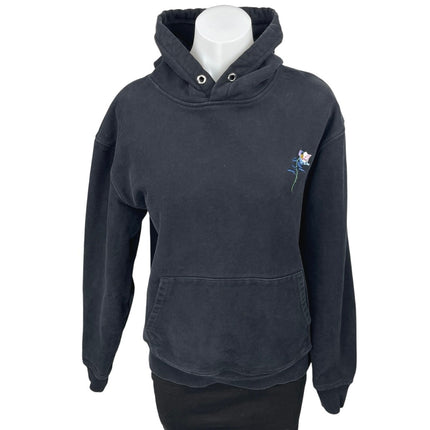 The Kooples Black Embroidered Flower Long Sleeve Hoodie Hooded Sweatshirt Top S