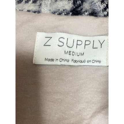 Z Supply Wakefield Plaid Ivory Check Collared Long Sleeve Moto Coat Jacket Sz M
