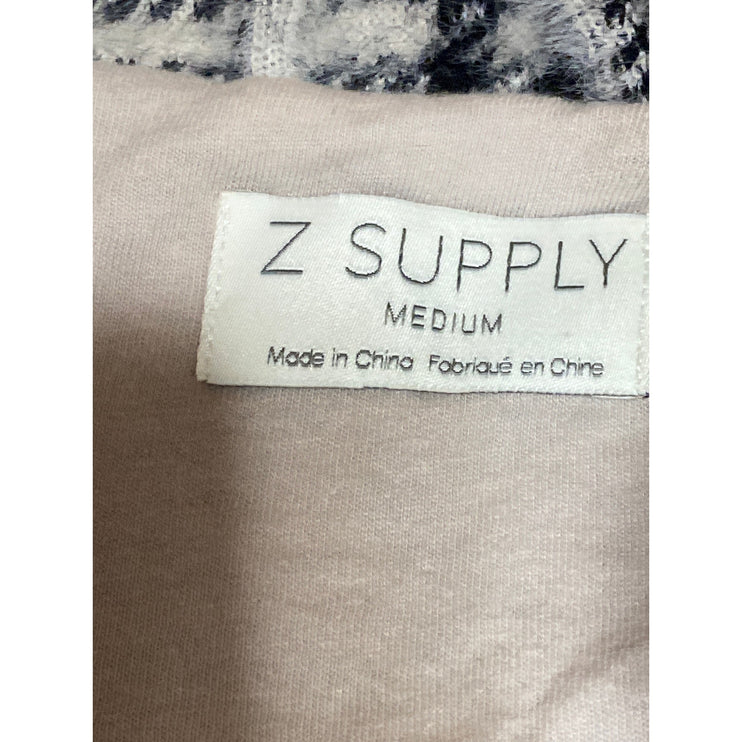 Z Supply Wakefield Plaid Ivory Check Collared Long Sleeve Moto Coat Jacket Sz M