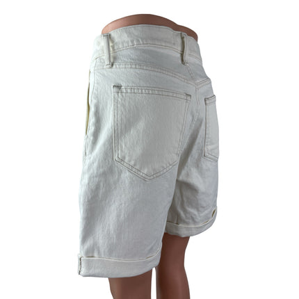 Abercrombie & Fitch Women's White High Rise Pleated Bermuda Mom Denim Shorts 4
