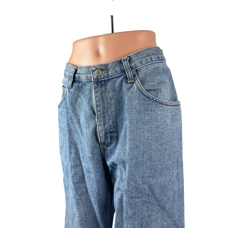 Wrangler Women's Blue High Rise Baggy Relaxed Straight Leg Denim Jeans 34x34