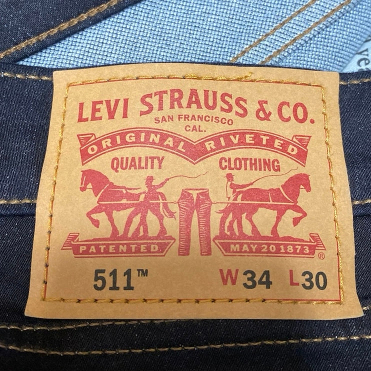 Levi's 511 Men's Blue Dark Wash Stretch Slim Straight Denim Jeans Size 34x30