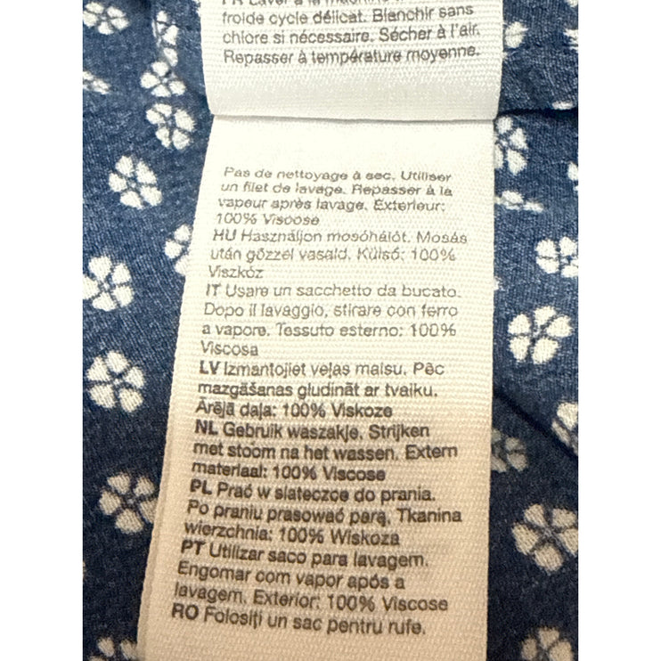 & Other Stories Blue Floral Short Sleeve V Neck Wrap A Line Mini Dress Size 4