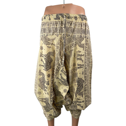 Remtex Men's Multicolor Geometric Wide Leg Cropped Harem Trousers Pants Size S/M