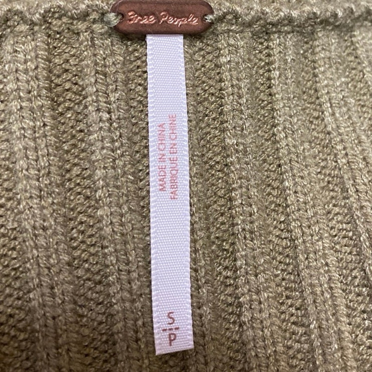 Free People Emmaline Green Long Balloon Sleeve Cutout Back Mini Sweater Dress S