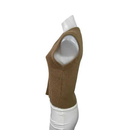 Madewell Women's Tan Sleeveless Ribbed Knit V Neck Tank Sweater Vest Top Size S