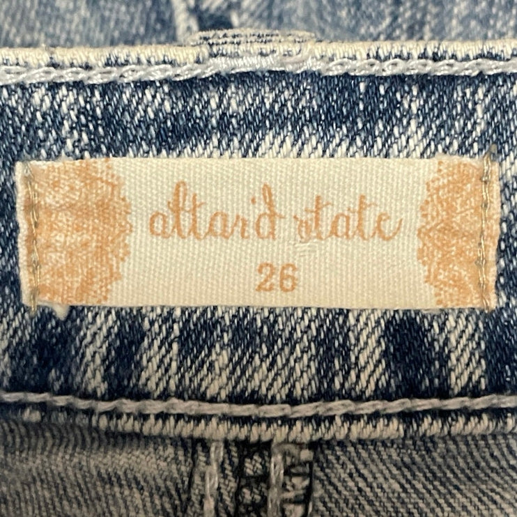 Altar'd State Women's Blue Distressed Frayed Fringe Casual Denim Jeans Shorts 26