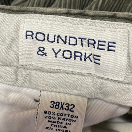 Roundtree & Yorke Men's Blue Corduroy Straight Leg Trousers Pants Size 38x32