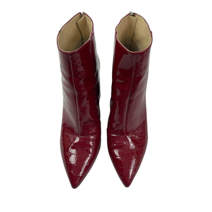 Vince Camuto Benedie Red Patent Leather Crocodile Pointed Toe Ankle Boots Sz 10