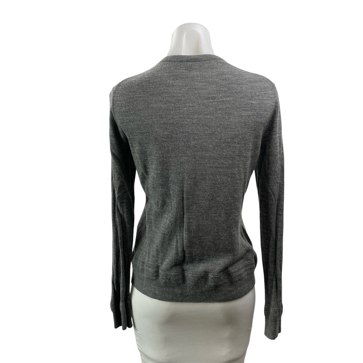 Brooks Brothers Gray Merino Wool Crew Long Sleeve Button Up Cardigan Sweater M