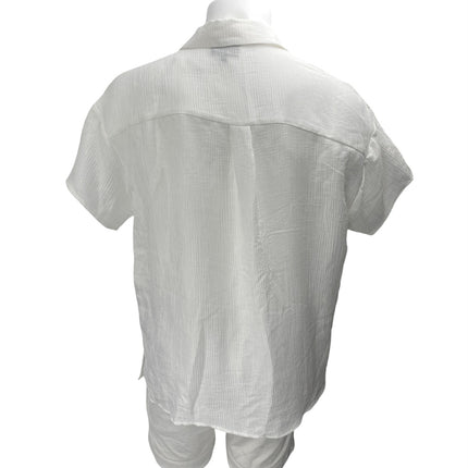 VICI Men's White Short Sleeve Collared Casual Button Down Shirt Top Size S