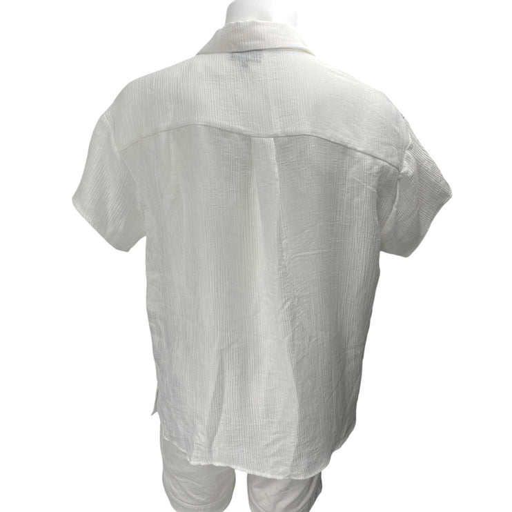 VICI Men's White Short Sleeve Collared Casual Button Down Shirt Top Size S