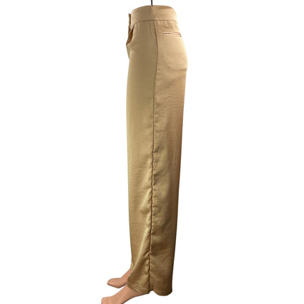 Tularosa Women's Beige Tan High Waisted Pocket Front Wide Leg Trouser Pants XS