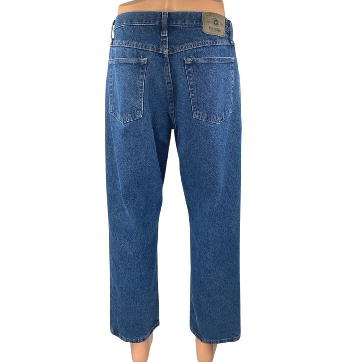 Wrangler Men's Blue Straight Leg Relaxed Fit High Waist Denim Jeans Pants Sz 33