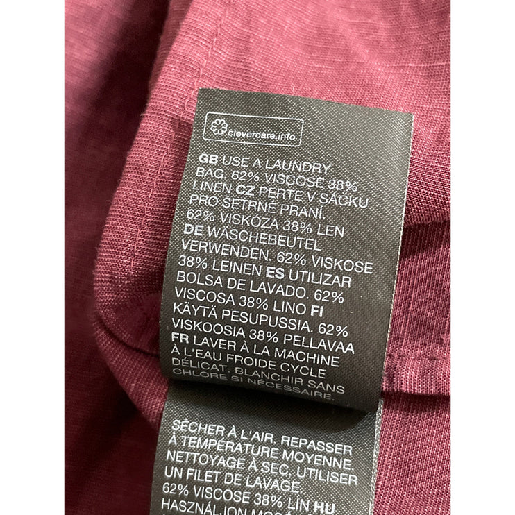 & Other Stories Women's Burgundy Red Linen High Rise Midi Straight Wrap Skirt 4