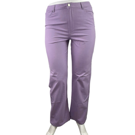 NEW MNG Mango Purple High Waisted Straight Leg Denim Jeans Trousers Pants Sz 14