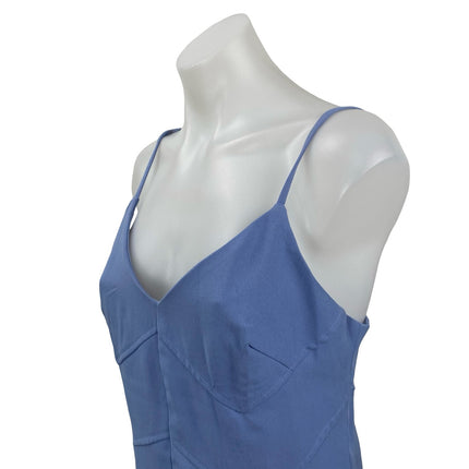 Dee Elly Women's Blue Chevron Seam Sleeveless V Neck Mini Tank A-Line Dress Sz S