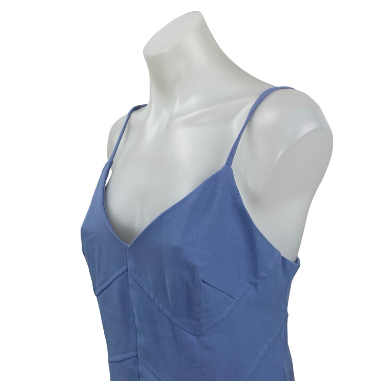 Dee Elly Women's Blue Chevron Seam Sleeveless V Neck Mini Tank A-Line Dress Sz S
