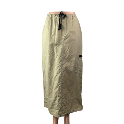 London Jean Beige Tan Khaki Strap Pocket High Waisted Straight Midi Skirt Size M