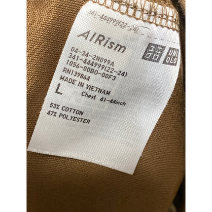 Uniqlo Airism Womens Brown Short Sleeve Crew Neck Basic Tee T-Shirt Top Size L