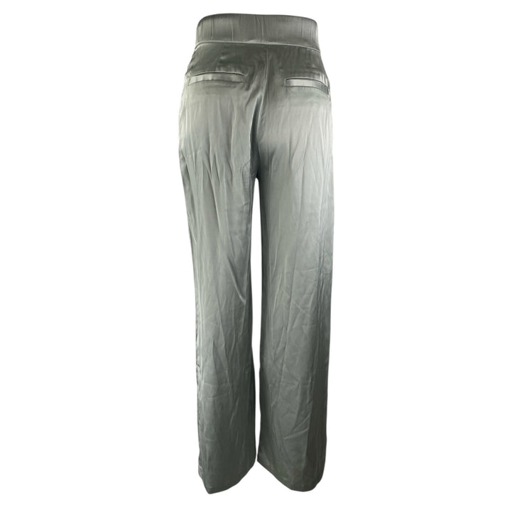 Abercrombie & Fitch Satin Pleated High Rise Straight Wide Leg Trousers Pants 25