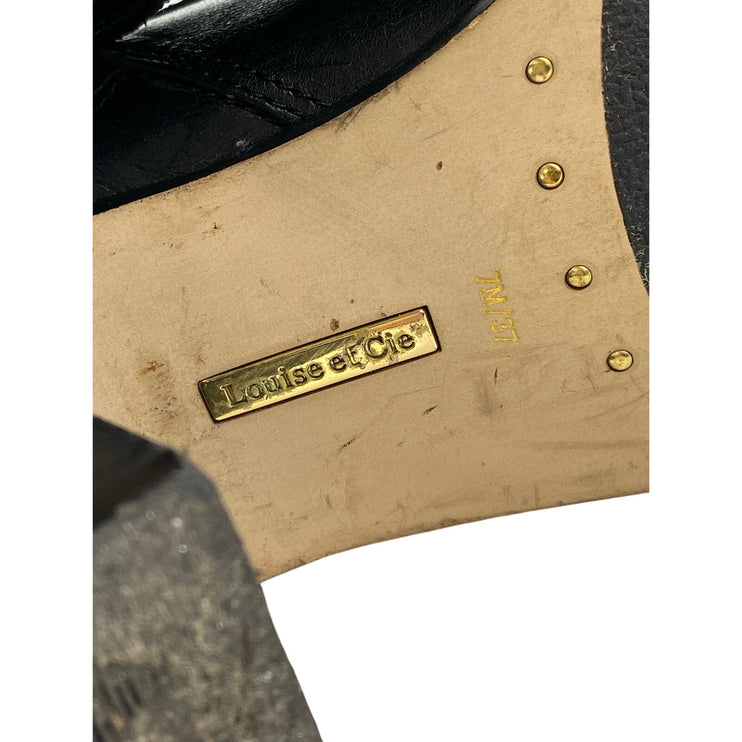 Louise Et Cie Navaria Women's Black Calf Leather Block Heel Knee High Boots Sz 7