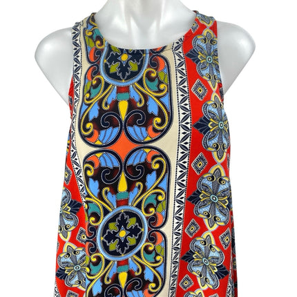 Black/Bead Multicolor Sleeveless Abstract Geometric Tank Mini Shift Dress Size S