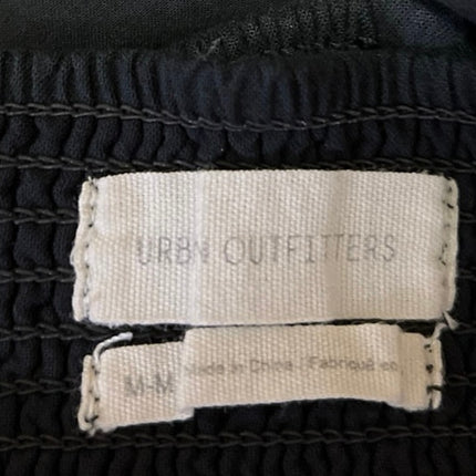 Urban Outfitters Black Long Sleeve Ruched Tie Square Neck Blouse Crop Top Size M