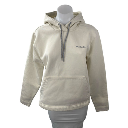 Columbia Women's Cream Hoodie Hooded Fleece Long Sleeve Sweatshirt Top Size M