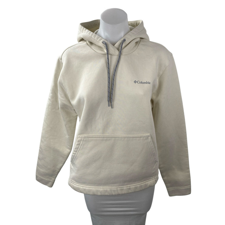Columbia Women's Cream Hoodie Hooded Fleece Long Sleeve Sweatshirt Top Size M