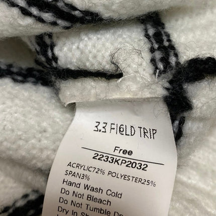 3.3 Field Trip Women's White Black Striped Knit Long Sleeve Sweater Top One Size