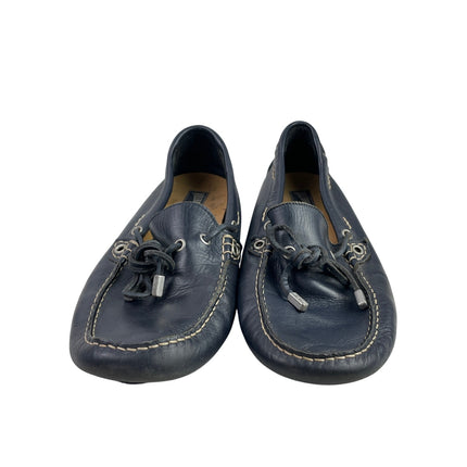 Vilebrequin Men's Navy Blue Leather Tie Slip On Casual Loafer Shoes Size 9
