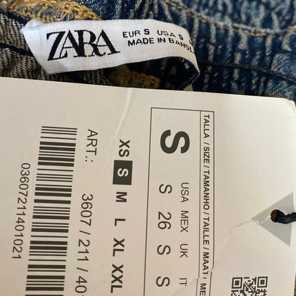 NEW Zara Blue Strapless Sleeveless Denim Jean Tube Bandeau Crop Top Size S