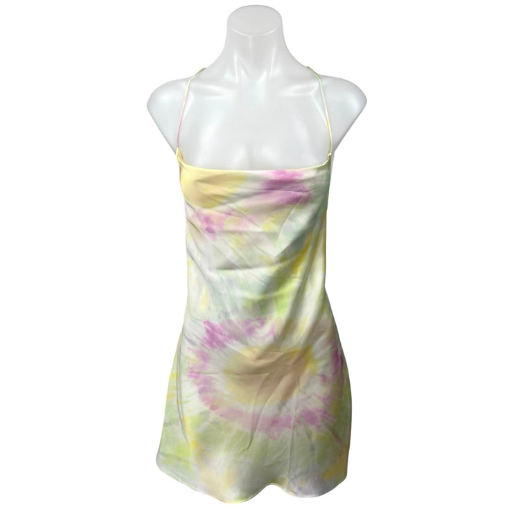 Zara Multicolor Tie Dye Sleeveless Cowl Neck Strappy Cami Tank Mini Slip Dress S
