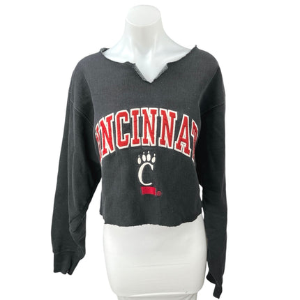 Steve And Barry's Cincinnati Bearcats Black Embroidered Crop Sweatshirt Top Sz L