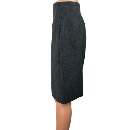 J.Crew No. 2 Dark Gray 100% Wool High Waisted Career Mini Pencil Skirt Size 2