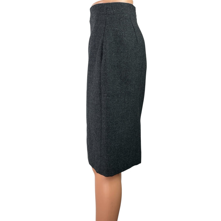 J.Crew No. 2 Dark Gray 100% Wool High Waisted Career Mini Pencil Skirt Size 2
