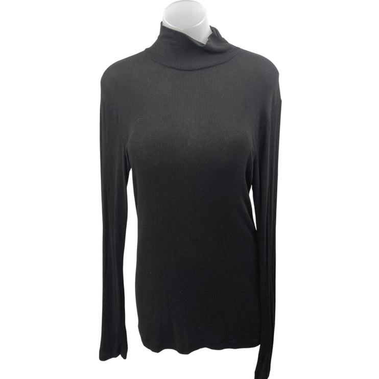 Aritzia Wilfred Women's Black Rib Knit Turleneck Long Sleeve Sweater Top Size L