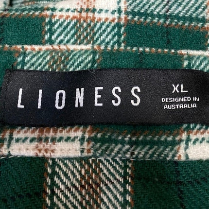 Lioness Green Plaid Checkered Flannel Long Sleeve Button Down Shirt Jacket Sz XL